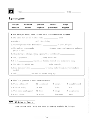 240 Vocabulary Words Kids Need to Know: Grade 6: 24 Ready-To-Reproduce Packets I