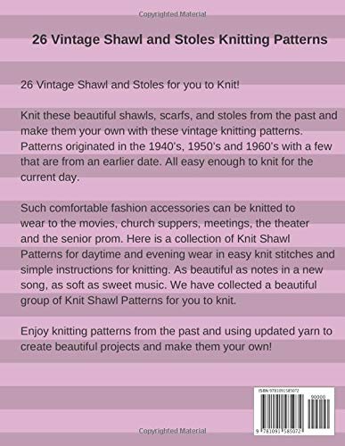 26 Vintage Shawl Knitting Patterns from the 1940's-1960's Knit Shawls, Knit Stol