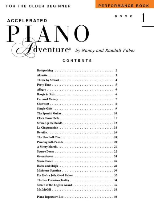 Accelerated Piano Adventures for the Older Beginner - Performance Book 1