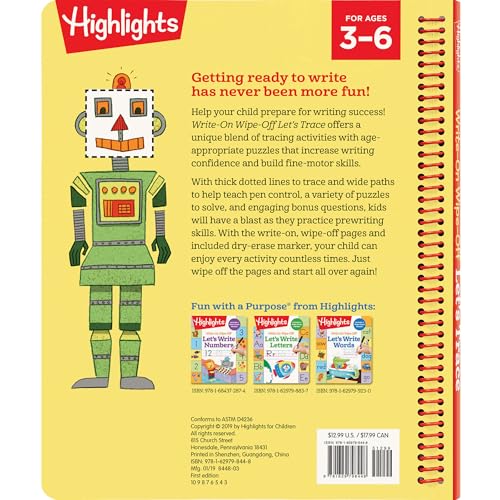Write-On Wipe-Off Let's Trace: Dry Erase Letter Tracing Workbook for Kids, Wipe