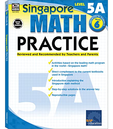6th Grade Singapore Math Workbook, Level 5A Fractions, Addition, Subtraction, Di