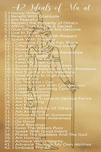 42 Ideals of Ma'at: Sacred Positive Confessions Gold Softcover Lined Writing Jou