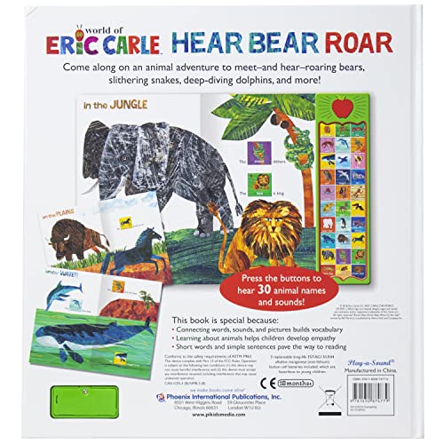 World of Eric Carle, Hear Bear Roar 30-Button Animal Sound Book - Great for Firs