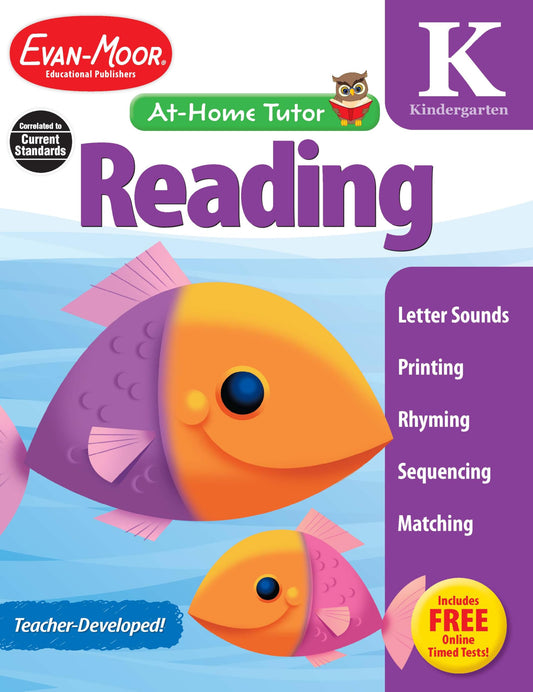 Reading and Phonics Skills, Kindergarten Workbook: At-Home Tutor, Word Families, Sight Words, Sequencing, Tracing, Alphabet, Handwriting