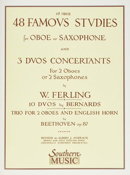 48 Famous Studies, (1st and 3rd Part): Oboe - Melodious Etudes with Oboe and Saxophone Sheet Music - Oboe and Saxophone Duet Book with 3 Duos Concerta